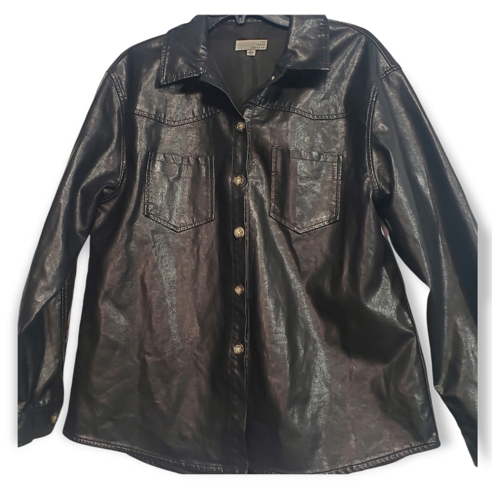 Ten Sixty Sherman Faux Leather Shirt Jacket Large